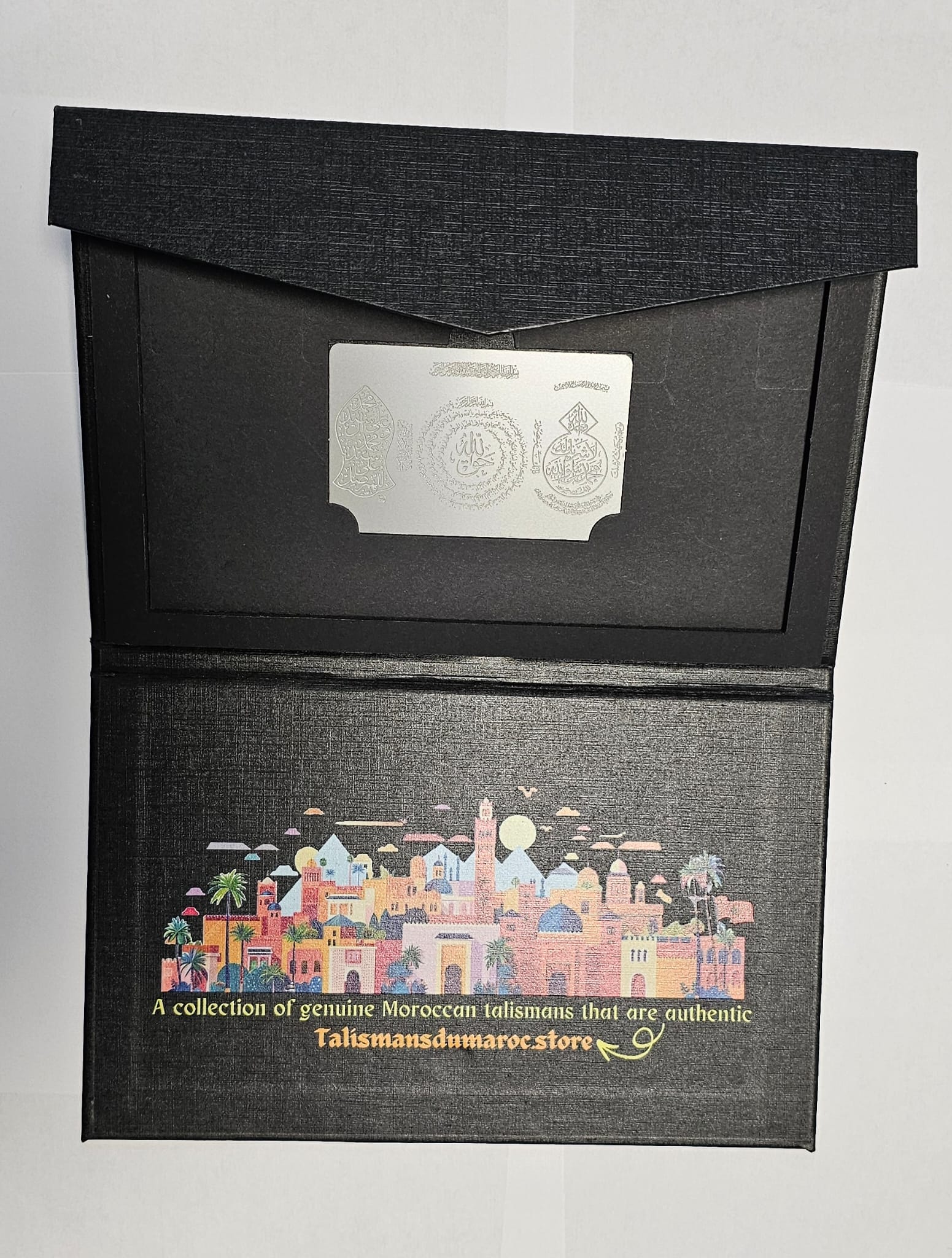 Authentic Mystical Moroccan Talisman Card – 7-in-1 Amulet with Ismullāh al-Aʿẓam & Divine Protection