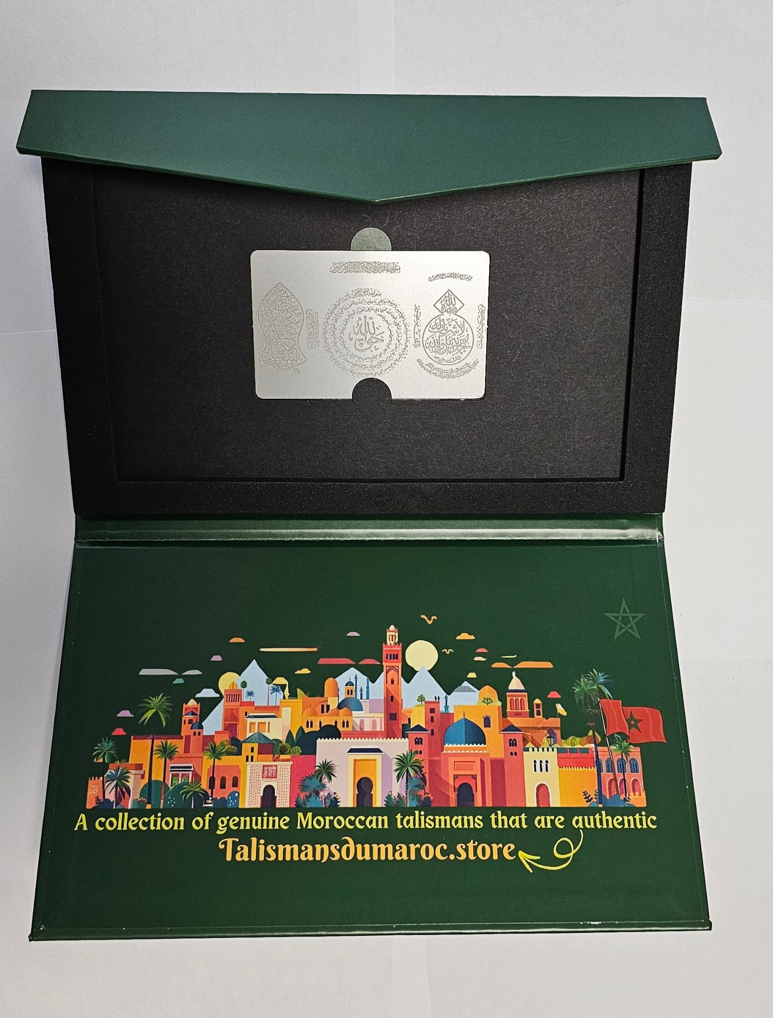 Authentic Mystical Moroccan Talisman Card – 7-in-1 Amulet with Ismullāh al-Aʿẓam & Divine Protection